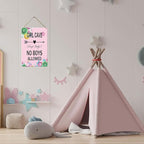 Wood Girl Cave Sign, 8x12 Inch, No Boys Allowed for Girl Bedroom Decor