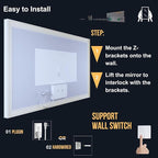 LED Bathroom Mirror 60"x 40",Front Lit and Backlit Bathroom Mirror with Lights,Stepless Dimmable,Anti-Fog, Shatter-Proof, Memory, 3 Colors Lighted Vanity Mirror (Horizontal/Vertical)