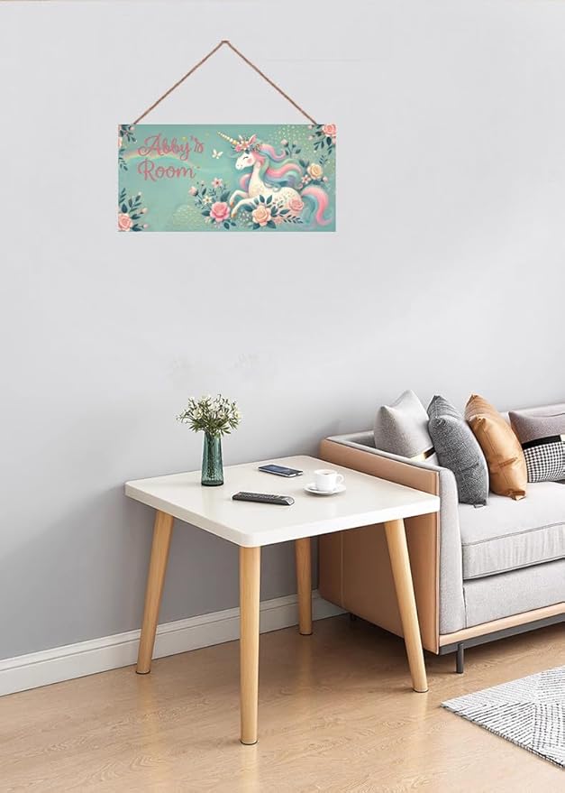 Personalized Signs Magic Rainbow Unicorn Sign Vintage Retro Wall Art Decoration Exquisite Decorative Signs Custom Name for Kids Room Wall Art Decor Nursery Decor For Kids Bedroom