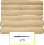 Sweet Home Collection 6 Piece 1500 Supreme Collection Brushed Microfiber Deep Pocket Sheet Set-2 Extra Pillow Cases, Great Value, Rv Short Queen, Camel