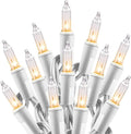 Minetom Clear Christmas Lights Set 100 Count 25 Feet Incandescent Bulb Mini String Lights for Indoor Christmas Tree Garland Birthday Wedding Party Festival Decoration, White Wire