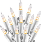 Minetom Clear Christmas Lights Set 100 Count 25 Feet Incandescent Bulb Mini String Lights for Indoor Christmas Tree Garland Birthday Wedding Party Festival Decoration, White Wire
