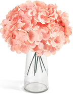 Auihiay 64 PCS Full Hydrangea Flowers, Silk Hydrangea Artificial Flowers Heads with Stems, Artificial Flowers for Wedding, Garden, Baby Shower, Party, Outdoor Indoor Decoration (Light Peach)