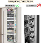 Over The Door Organizer 5-Shelves and 10 Side Pockets, Over The Door Storage for Bathroom Bedroom Nursery, Hanging Door Organizer for Baby Diapers and Kids Toys (13"x5"x44", Grey)