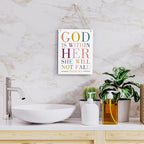 Motivational Scripture Wall Art Bible Verses Psalms 46:5 Wooden Hanging Sign Prayer Room Decor Religious Gift Christian Wall Decor for Home Office Bedroom Living Room Nursery 8x10 Inches
