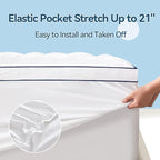 ABENE Mattress Topper for Back Pain Relief, Extra Thick Mattress Pad Pillowtop, Soft Cotton Cover with 8"-21" Deep Pocket, 1300gsm Overfilled Down Alternative Filling (Cotton White, Full)