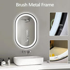 Niccy Oval LED Mirror for Bathroom, 32x20 Front Lit + Backlit Vanity Mirrors with Light Anti-Fog, Shatter-Proof, Makeup Mirror with Black Frame (Horizontal/Vertical)