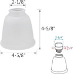 Aspen Creative 23045-4 Transitional Style Bell Shaped Frosted Replacement Glass Shade, 2-1/8" Fitter Size, 4-5/8" high x 4-5/8" diameter, 4 Pack