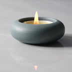 Handmade Decorative Pebble Tealight Candle Holders Set of 8 - Handcrafted Home Decor Accent for Calming Earthy Aesthetic Cement Grey Blue Diameter 2.6 inches