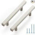 JOY DECOR 30 Pack 3-3/4 Inch Brushed Nickel Square Cabinet Handles Stainless Steel Cabinet Hardware Pulls for Kitchen and Drawers with 6 Inch Overall Length