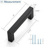 Ravinte 3 Pack Black Cabinet Pulls 3-1/2 Inch Square Cabinet Handles Matte Black Kitchen Hardware for Cabinet Drawer Pulls Come with Screwdriver