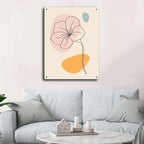 Metal Tin Signs Abstract Flower Line Art Metal Tin Signs 12x16inch Tin Sign