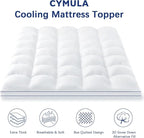 CYMULA Queen Mattress Topper, Extra Thick Pillow Top Mattress Topper, Firm Cooling Mattress Pad Cover with 8-21 Inch Elasticated Deep Pockets, Plush Down Alternative Fill Mattress Protector