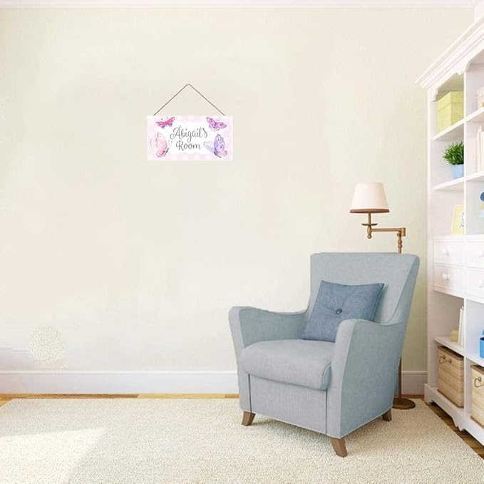 Personalized custom name signs for kids room wooden butterfly wall decor for girls bedroom Baby Nursery Little Man Cave