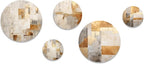 DesignQ Traditional Metal Wall Art Decor Set - Beige Metal Wall Art For Living Room - Serene Art Of Modern Scandinavian In Minimalism Set Of 5 round metal - 80" wide x 36" high - 5 metal wall Panels