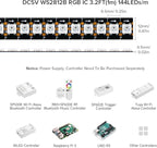 BTF-LIGHTING WS2812B IC RGB 5050SMD Pure Gold Individual Addressable LED Strip 3.28FT 144LED 144Pixel/m Flexible Full Color IP65 DC5V for DIY Chasing Color Project(No Adapter or Controller)