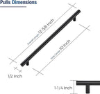 JOY DECOR 15 Pack Cabinet Handles, Black Cabinet Pulls, 10 in Hole Center Kitchen Hardware, Stainless Steel T Bar Handles for Dresser Drawers