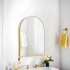24x16 Arch Mirror Rectangle Wall Mounted Metal Frame Mirrors for Entryway Bedroom Bathroom Living Room 24 16 inch Gold