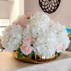Artificial Flowers Silk Hydrangea Heads with Stems Fake Flowers for Wedding Home Party Shop Baby Shower Decor (White)