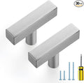 Ravinte Brushed Nickel Cabinet Handles 30 Pack Satin Nickel Square Cabinet Pulls Silver Hardware for Kitchen Cabinets 2 inch Overall Length Stainless Steel Drawer Pulls