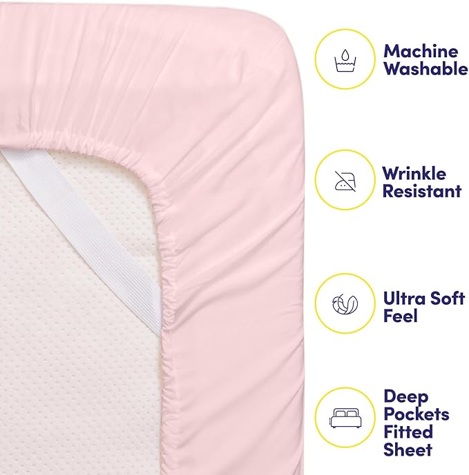 Queen Sheets Pale Pink - 6 Piece 1500 Supreme Collection Fine Brushed Microfiber Deep Pocket Queen Sheet Set Bedding - 2 Extra Pillow Cases, Great Value, Queen, Pale Pink