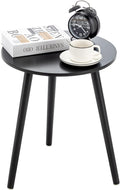 Apicizon Black Round Side Table, Black End Table Bedside Table Nursery with Wood Legs, Nightstand for Living Room, Bedroom, 16.5 x 20.5 Inches