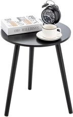 Apicizon Black Round Side Table, Black End Table Bedside Table Nursery with Wood Legs, Nightstand for Living Room, Bedroom, 16.5 x 20.5 Inches
