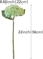 3PCS 22 inch Lifelike Artificial Hydrangea Large Real Touch Flowers Artificial Flowers Dry Flowers Outdoor Wedding Christmas Office Family Party Living Room Table Decoration (Light Green)