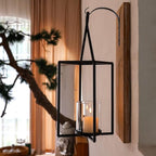 Homemory Wall Candle Sconce, Wood Rustic Candle Holder Decorative Candle Lantern with Glass Holder, Wall Decorations for Living Room, Dining Room
