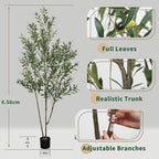 Faux Olive Tree 6.56ft(78in) Tall Artificial Plant Indoor Decor Large Realistic Potted Fake Modern Greenery with Natural Wood Branches and Green Leaves for Home Living Room,Bedroom,Office Decor
