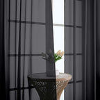 Chyhomenyc Black Sheer Curtains 96 Inches Long 2 Panels, Light Filtering Black Curtains for Living Room, Soft Gentle Voile Rod Pocket Bedroom Window Drapes, 59Wx96L Inch, 2PCS