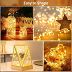 GDEALER 4 Pack 16.4 Feet 50 Led Fairy Lights Battery Operated with Remote Timer Waterproof Silver Wire Twinkle Christmas String Lights Outdoor Indoor 8 Modes for Bedroom Wedding Dorm Decor Warm White