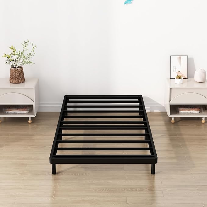 Twin Box Spring Bed Base 2 Inch, Low Profile Metal Boxspring Twin Bunkie Board 2 Inch, 2000 Lbs Max Weight Capacity Mattress Foundation, Noise-Free, Easy Assembly