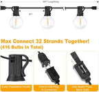 25FT Outdoor G40 LED Globe String Lights Dimmable Waterproof Shatterproof Light Strings with 13 Bulbs Connectable Commercial Hanging Lights for Christmas Patio House Backyard Balcony Party