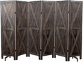Premium Home 6-Panel Room Divider – Rustic Brown Barn Door, X Pattern Folding Privacy Screen, Partition Wall