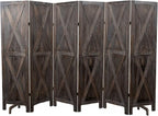 Premium Home 6-Panel Room Divider – Rustic Brown Barn Door, X Pattern Folding Privacy Screen, Partition Wall