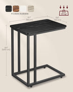 VASAGLE End Table, C Shaped TV Tray with Metal Frame Rolling Casters for Coffee Laptop Mobile Tablet, Industrial Side Table for Living Room Bedroom, 19.7 x 13.8 x 23.6 Inches, Ebony Black, ULNT050B56