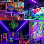 40ft Black Light Strip with Remote, 720 LED Lamp Beads, 12V Flexible Lights for Glow Party, Dimmable, Delay Off, 3 Light Modes, Indoor Fluorescent Party, Stage Lighting