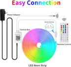 32.8ft 24V RGB LED neon Rope Lights LED neon Lights with Remote Control APP Control IP65 Waterproof Flexible Neon LED Strip Lights for Bedroom Room Outdoors Décor
