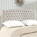 24KF Upholstered Tufted Button Linen Fabric Headboard,Comfortable Fashional Headboard King/CA King Size,Ivory