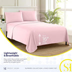 1800 Thread Count Sheet Set – Soft Egyptian Quality Brushed Microfiber Sheets – Luxury Bedding Set with Flat Sheet, Fitted Sheet, Pillow Cases, King, Pale Pink, Sheet Set