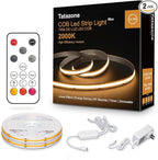 32.8ft Orange Color COB Strip Lights with RF Remote, 2000K Dimmable Ultra Bright Yellow COB Light Strip, Indoor Adhesive Led Lights for Cabinet, Living Room, 2 Rolls of 16.4ft