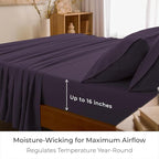 Mellanni Queen Sheets Set - 4 PC Iconic Collection Bedding - Hotel Luxury, Extra Soft, Cooling Bed Sheets - Wrinkle, Fade, Stain Resistant (Queen, Purple)