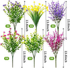 36 Bundles Outdoor Artificial Fake Flowers UV Resistant No Fade Boxwood Faux Plastic Shrubs Plants for Garden Patio Porch Window Box Home Wedding Farmhouse Hanging Décor
