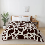 Richave Fleece Cow Print Blanket for All Season - Premium Lightweight Anti-Static Brown and Ivory Throws Travel Blankets Plush Gift for Daughter Mom, Bedroom Decor 51" x 60"(Brown Cow)