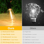 Brightever Outdoor String Lights 180FT, Patio Lights with 90+4 Dimmable ST38 Shatterproof LED Bulbs, Vintage Edison String Lights for Outside, Waterproof Bistro Lights for Halloween Backyard 2700K
