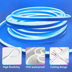 50ft Neon Rope Light, 24V RGB LED Strip Lights, Multi-Color, Music Sync, Dimmable, Remote/APP Control, Flexible DIY Design for Bedroom Indoor Outdoor