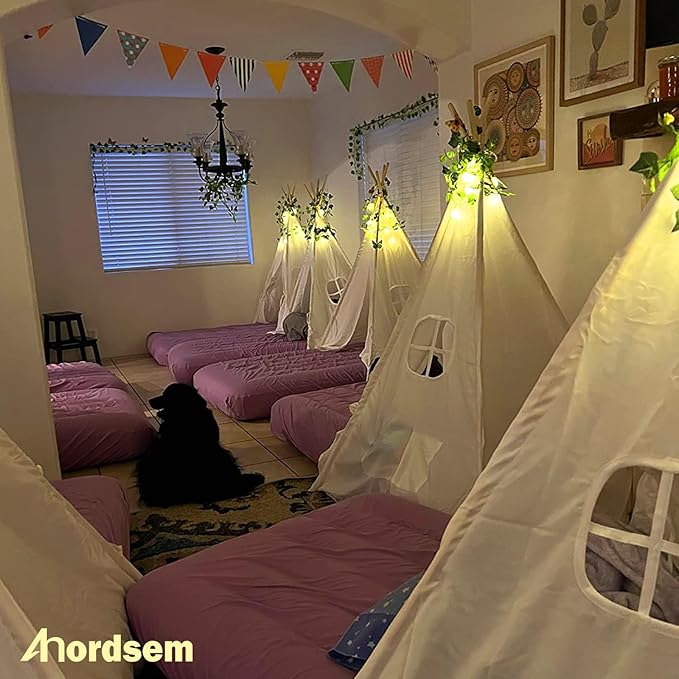 Anordsem Battery String Light Indoor: 6.88Ft/10 LED Cotton Ball Lanterns 2 Pack - Fairy Cozy Lighting Hanging Deco for Bedroom Party - Christmas Gifts for Babies Adults 25-50