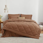 Love's cabin California King Comforter Set Mocha Mousse, 7 Pieces California King Bed in a Bag, All Season Bedding Sets with 1 Comforter, 1 Flat Sheet, 1 Fitted Sheet, 2 Pillowcase and 2 Pillow Sham