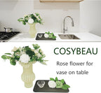 Artificial Fake Flowers 25pcs Roses, Shade of Light Green Foam Rose Faux Flower for DIY Wedding Bouquets Bridal Shower Centerpieces Floral Arrangements Party Tables Home Decorations